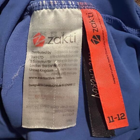 Zatki LTD One Pice Swimsuit Open Cross Back Periwinkle Blue Sz 11 / 12 High Neck - Picture 7 of 7